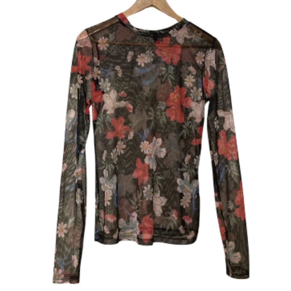 Calliope Floral Long Sleeve Mesh Top